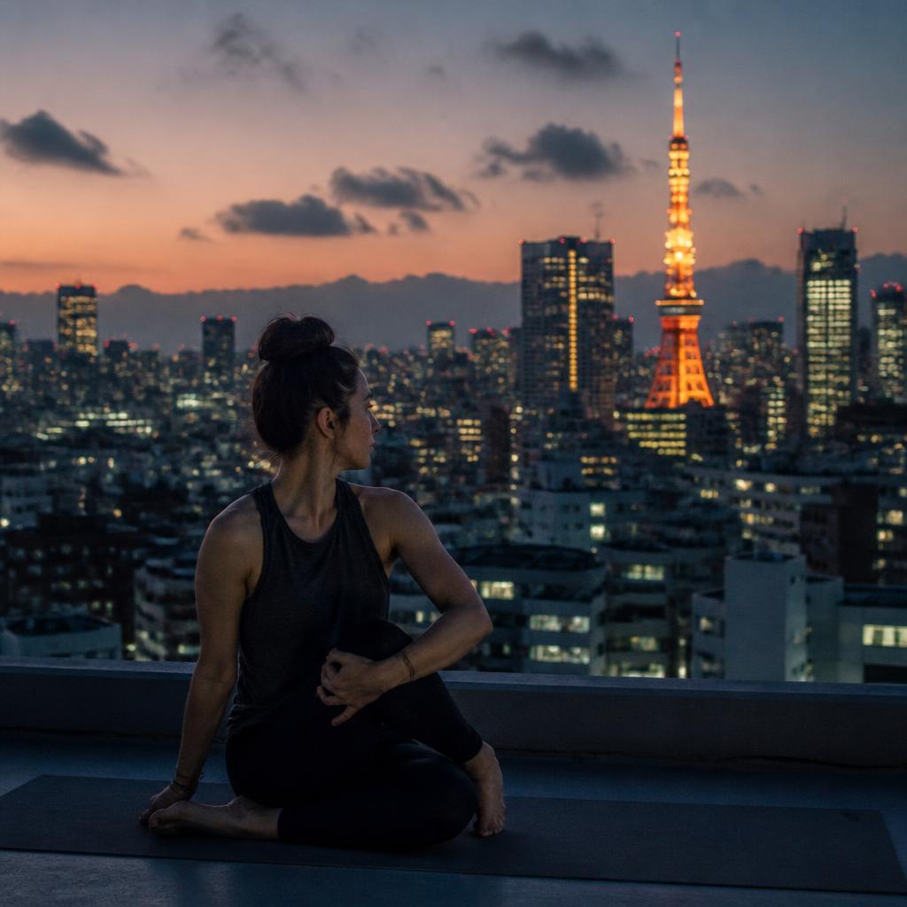 Yoga on a Tokyo rooftop